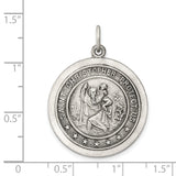 Seven Star Saint Christopher Protect Us Words Charm Pendant in Real 925 Sterling Silver