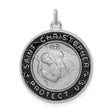 Black Saint Christopher Protect Us Words Charm Pendant in Real 925 Sterling Silver