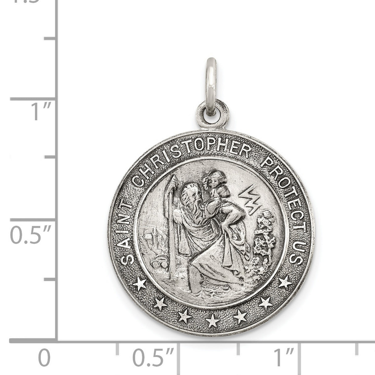 Saint Christopher Protect Us Medal Charm Pendant in Real 925 Sterling Silver