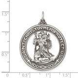 Saint Christopher Protect Us Words Charm Pendant in Real 925 Sterling Silver