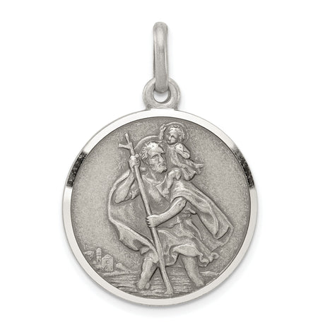 Saint Christopher Medal Charm Pendant in Real 925 Sterling Silver