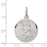 Satin Saint Christopher Round Charm Pendant in Real 925 Sterling Silver