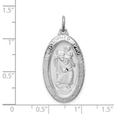 Oval Saint Christopher Protect Us Words Charm Pendant in Real 925 Sterling Silver