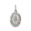 Sterling Silver Saint Christopher Oval Pendant with Antique Finish for Travel Protection