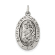 Oval Saint Christopher Protect Us With Three Stars Charm Pendant in Real 925 Sterling Silver