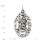 Oval Saint Christopher Protect Us Words Open Charm Pendant in Real 925 Sterling Silver