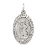 Saint Christopher Protect Us Words and Basketball Player Image Oval Charm Pendant in Real 925 Sterling Silver