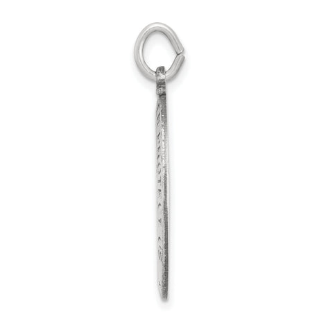 Saint Christopher Protect Us Words and Baseball Player Image on Oval Charm Pendant in Real 925 Sterling Silver