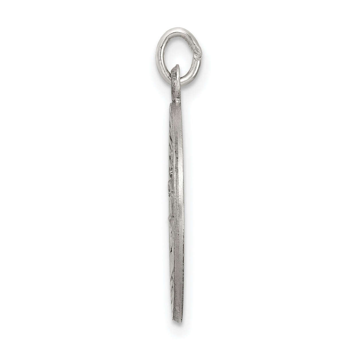 Sterling Silver Crucifix Cross Pendant with Satin Finish and Raised Saint Relief