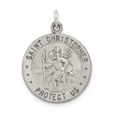 Saint Christopher Protect Us Words and Basketball Player Image Round Charm Pendant in Real 925 Sterling Silver