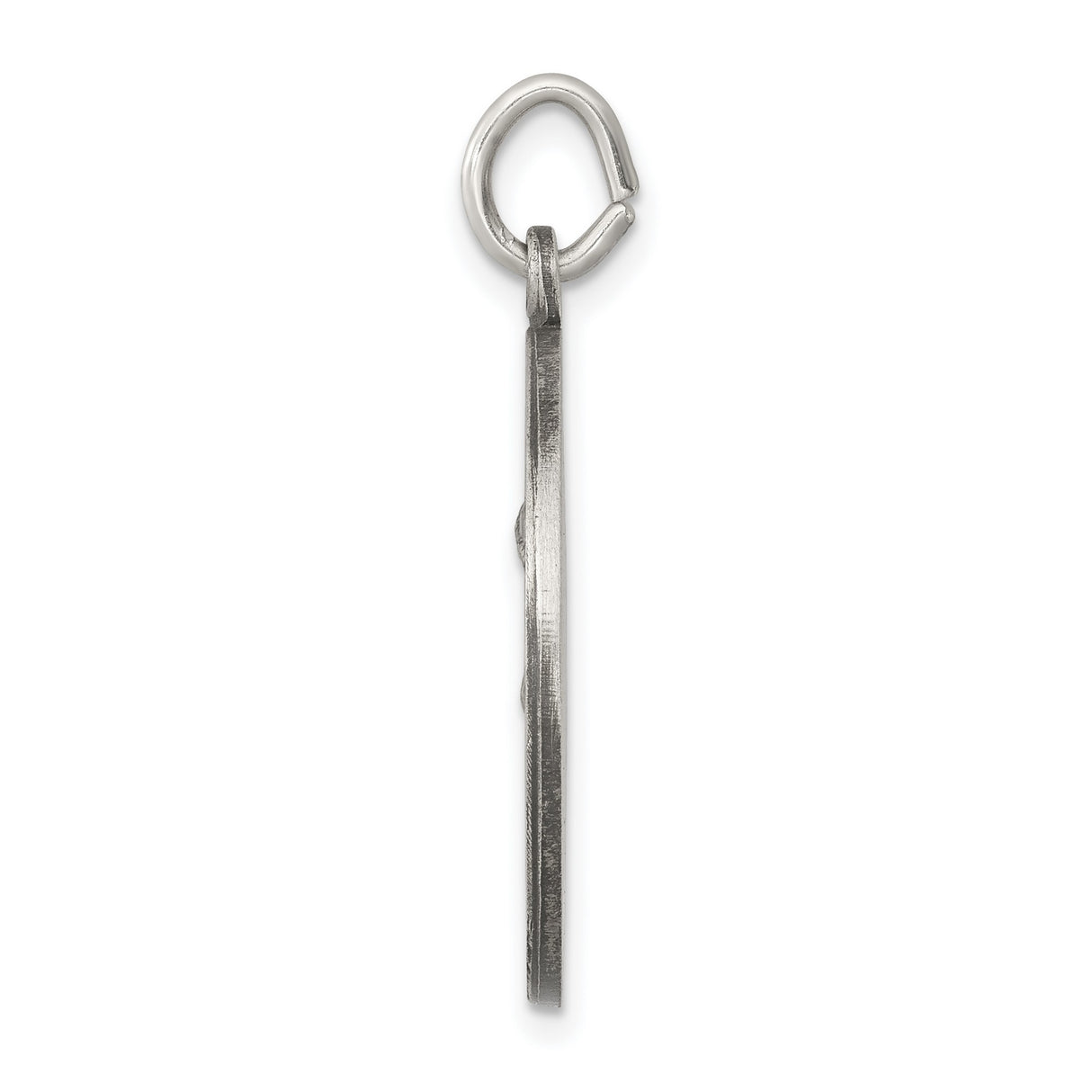 Antiqued Saint Anthony Pray For Us Words Round Charm Pendant in Real 925 Sterling Silver