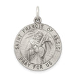 Sterling Silver Saint Francis of Assisi Pendant with Cross and Inscription