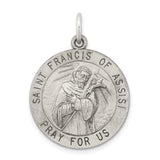 Sterling Silver Saint Francis of Assisi Pendant with Cross and Inscription