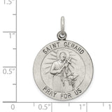 Sterling Silver Saint Gerard Pendant with Cross and Lily Symbol, Catholic Medal for Mothers