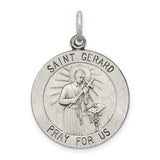 Sterling Silver Saint Gerard Pendant with Cross and Lily Symbol, Catholic Medal for Mothers