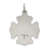 Saint Florian Protect Us Words Firefighter Badge Charm Pendant in Real 925 Sterling Silver