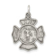 Saint Florian Protect Us Words Firefighter Badge Charm Pendant in Real 925 Sterling Silver