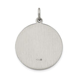 Saint Joseph Pray For Us Words Round Charm Pendant in Real 925 Sterling Silver