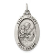 Saint Joseph Pray For Us Words Oval Charm Pendant in Real 925 Sterling Silver