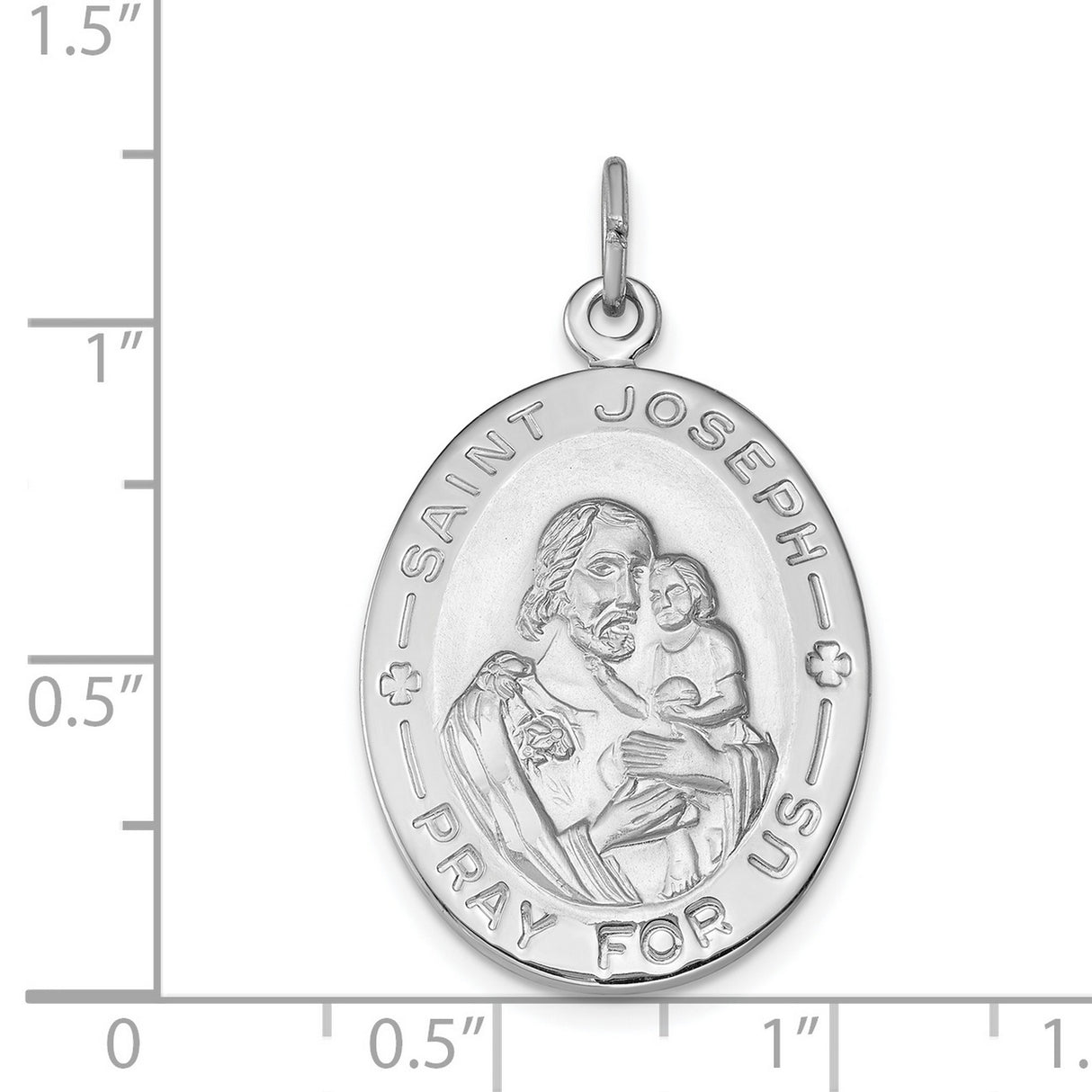Saint Joseph Pray For Us Words Oval Charm Pendant in Real 925 Sterling Silver