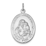 Saint Joseph Pray For Us Words Oval Charm Pendant in Real 925 Sterling Silver
