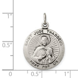 Saint Jude Thaddeus Pray For Us Words Charm Pendant in Real 925 Sterling Silver