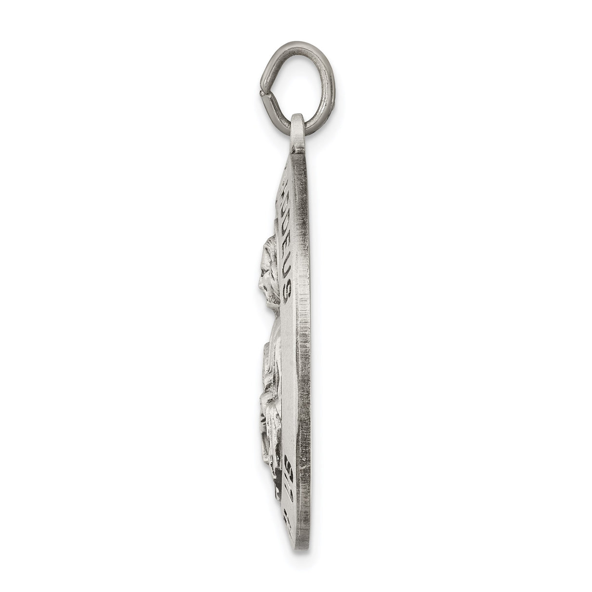 Pray For Us Saint Jude Thaddeus Words Round Charm Pendant in Real 925 Sterling Silver