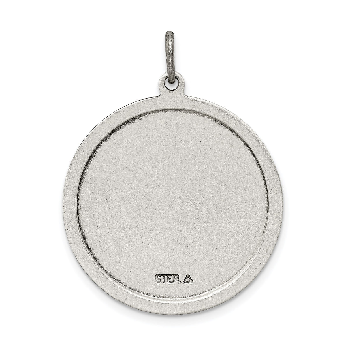 Pray For Us Saint Jude Thaddeus Words Round Charm Pendant in Real 925 Sterling Silver