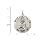 Pray For Us Saint Jude Thaddeus Words Round Charm Pendant in Real 925 Sterling Silver