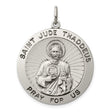 Pray For Us Saint Jude Thaddeus Words Round Charm Pendant in Real 925 Sterling Silver