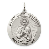 Pray For Us Saint Jude Thaddeus Words Round Charm Pendant in Real 925 Sterling Silver