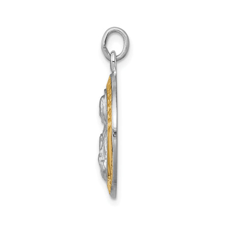 Sterling Silver Saint Jude Thaddeus Medal Pendant with Gold Border, Catholic Religious Charm