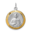 Saint Jude Thaddeus Pray For Us Words In Gold Tone Sterling Silver Charm Pendant in Real 925 Sterling Silver