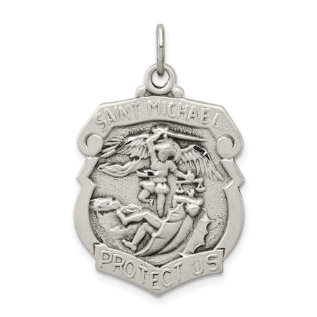 Sterling Silver Saint Michael Protection Pendant, Archangel Religious Medal for Men or Unisex Wear