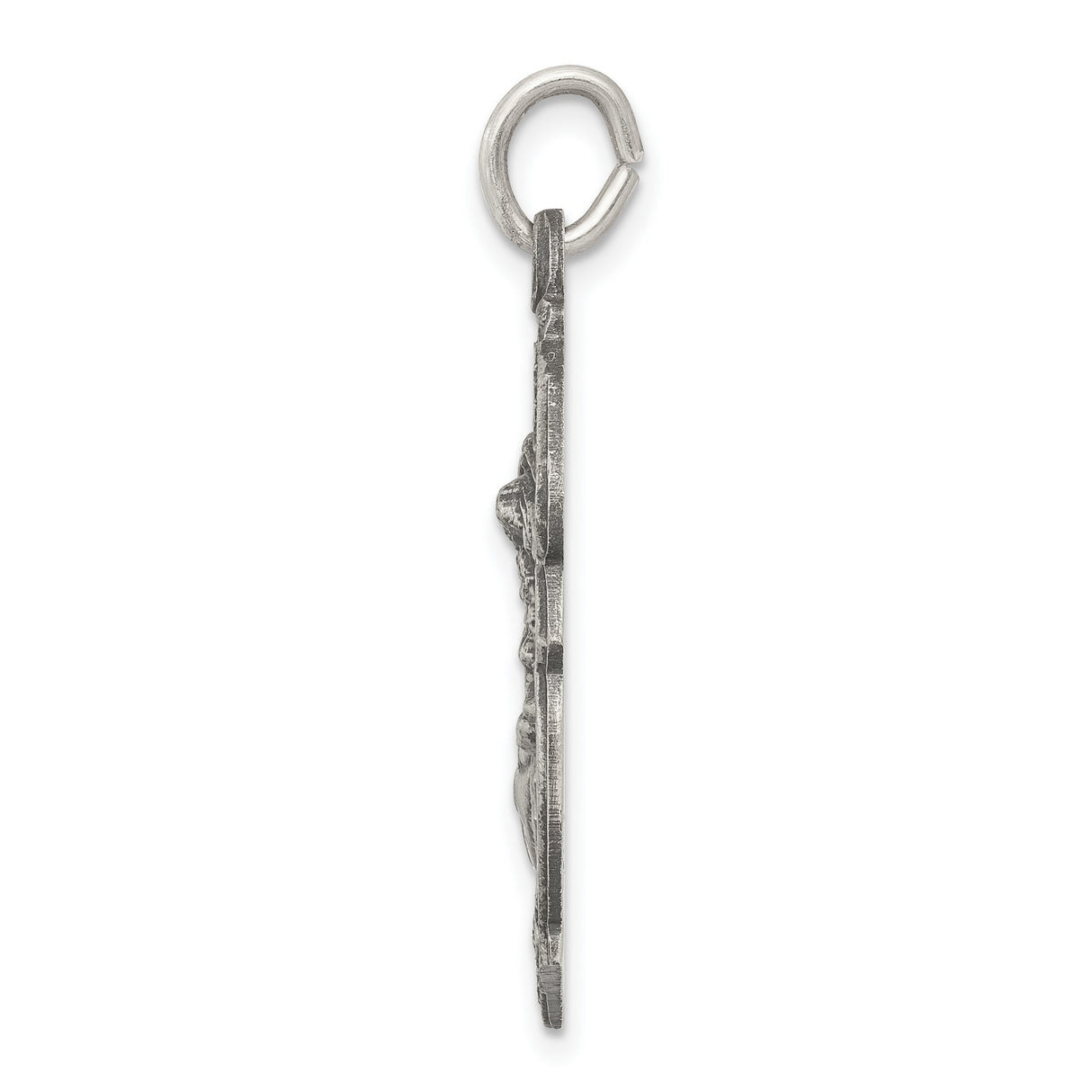 Solid Saint Michael Protect Us Words Badge Charm Pendant in Real 925 Sterling Silver