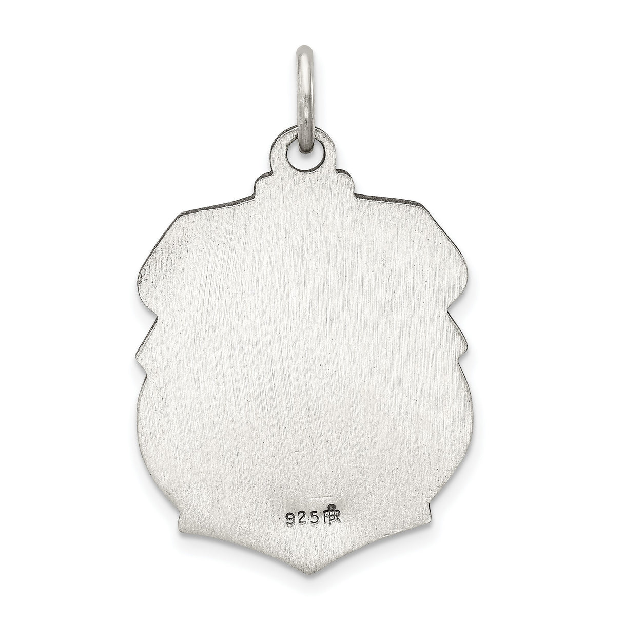 Solid Saint Michael Protect Us Words Badge Charm Pendant in Real 925 Sterling Silver