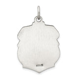 Solid Saint Michael Protect Us Words Badge Charm Pendant in Real 925 Sterling Silver