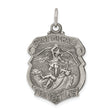 Solid Saint Michael Protect Us Words Badge Charm Pendant in Real 925 Sterling Silver