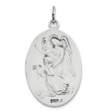 Oval St. Michael Pray For Us Words Medal Charm Pendant in Real 925 Sterling Silver