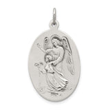 Oval St. Michael Pray For Us Words Medal Charm Pendant in Real 925 Sterling Silver