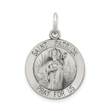 Sterling Silver Saint Patrick Medal Pendant with Pray For Us Engraving, Christian Religious Charm