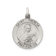 Sterling Silver Saint Theresa Pendant with Saint Image and Roses, Catholic Prayer Medal