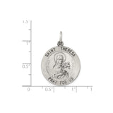 Sterling Silver Saint Theresa Medal Pendant with Roses for Women