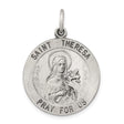 Sterling Silver Saint Theresa Medal Pendant with Roses for Women