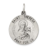 Sterling Silver Saint Theresa Medal Pendant with Roses for Women