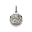 Sterling Silver Angel Pendant with Cherub Design, Religious Medal Charm