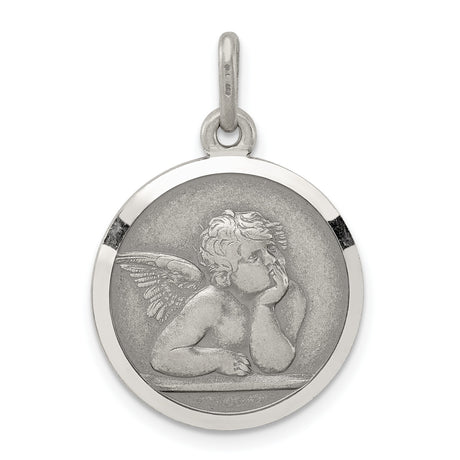 Antiqued Raphael Angel Charm Pendant in Real 925 Sterling Silver