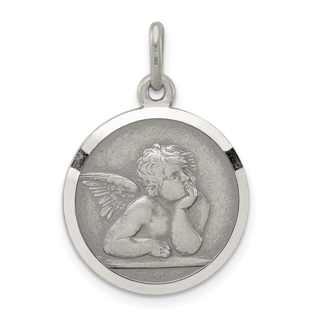 Antiqued Raphael Angel Charm Pendant in Real 925 Sterling Silver
