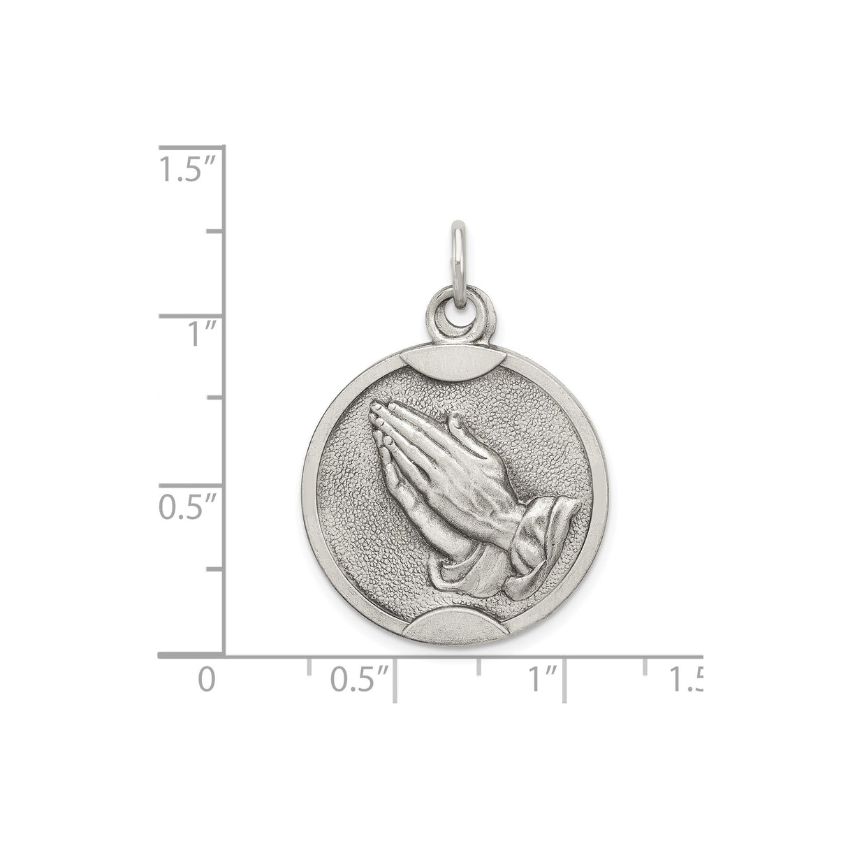 Sterling Silver Praying Hands Pendant, Raised Religious Design, Christian Symbol for Faith and Devotion