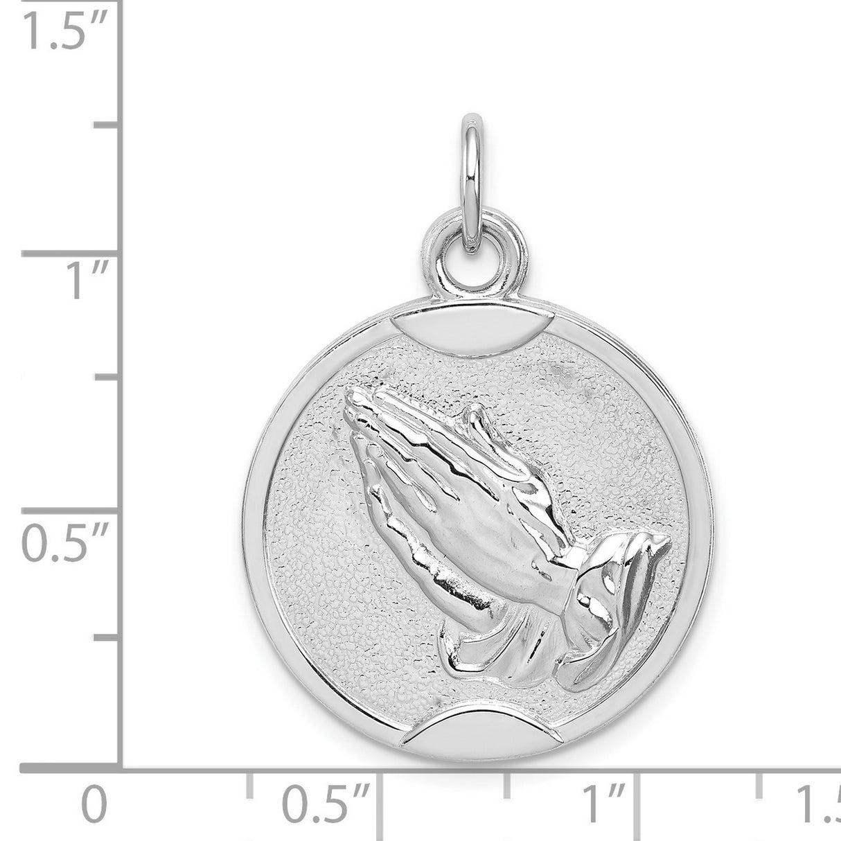 Praying Hands With Serenity Prayer Words Back Charm Pendant in Real 925 Sterling Silver
